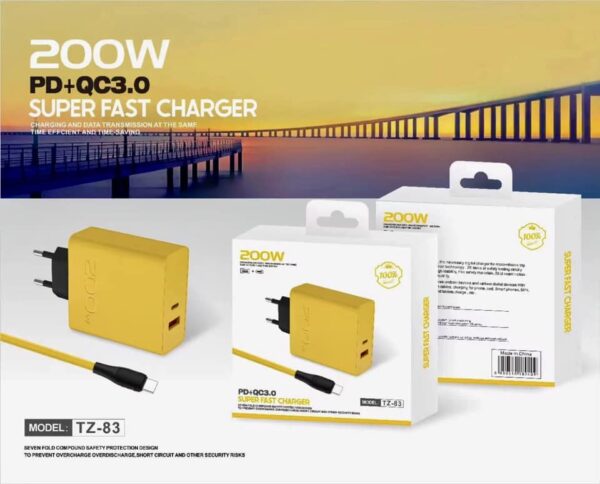 Chargeur mural couleur 200W pour type-c + USB