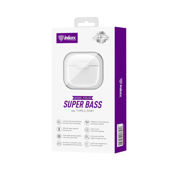 ECOUTEUR INKAX TWS-08 SUPER BASS – BLANC – Image 3