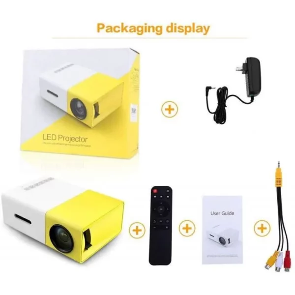 Vidéoprojecteur LED 1080p Portable FOXNOVO - Cinéma Full HD - 400 Lumens - Jaune – Image 3