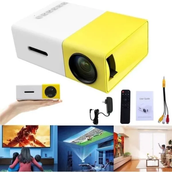 Vidéoprojecteur LED 1080p Portable FOXNOVO - Cinéma Full HD - 400 Lumens - Jaune